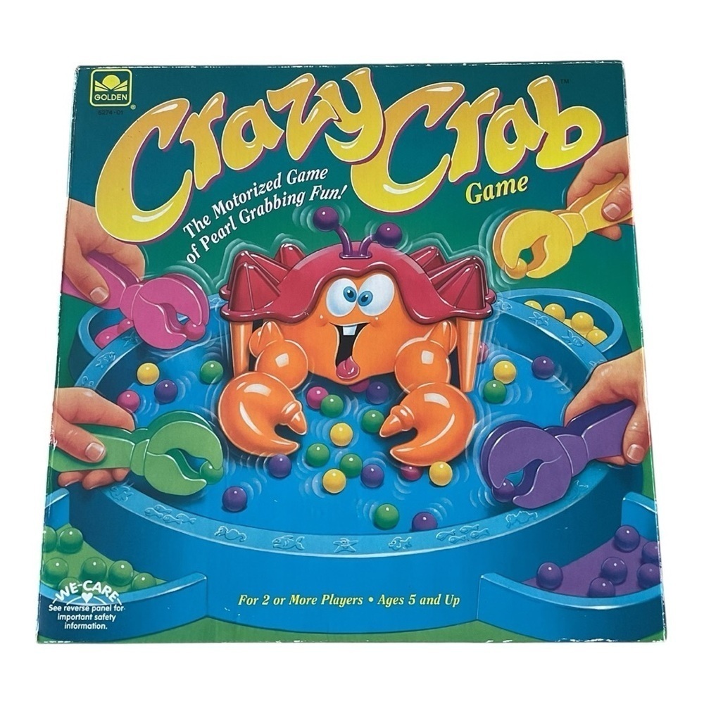 Vintage Crazy Crab Game – Motorized Pearl Grabbing Family Game – Complete